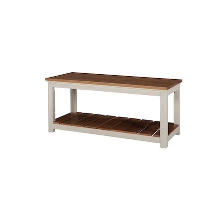 Alaterre Furniture Savannah Bench, Ivory with Natural Wood Top ASVA03IVW